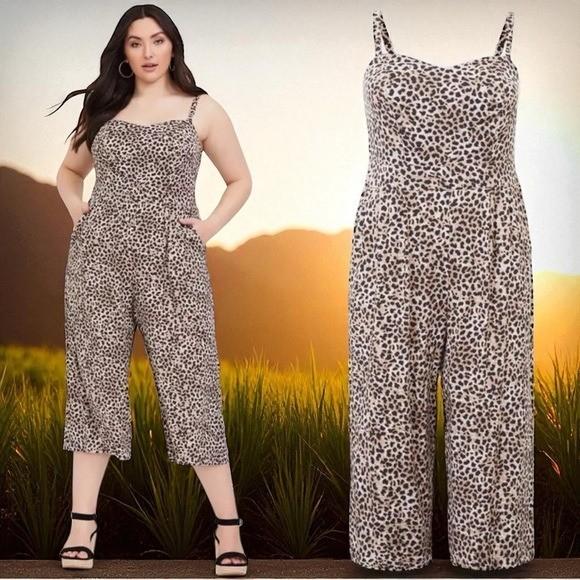 NWOT Torrid Challis Cullote Leopard Animal Print Jumpsuit Chic Summer 3X