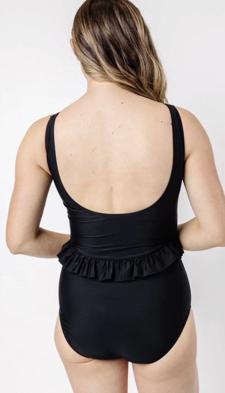 NWT $115 Kortni Jeane Skirted One Piece Swim Suit New Size L Black