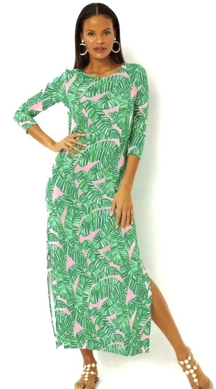 NWT $228 Lilly Pulitzer Morgann Maxi XL Let’s Go Bananas Conch Shell Pink + BAG