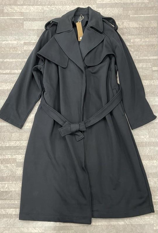 NWT $248 Skims Boyfriend Fleece Oversized Trench Coat In Washed Onyx Size:XS