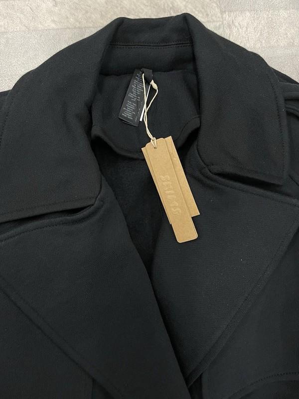 NWT $248 Skims Boyfriend Fleece Oversized Trench Coat In Washed Onyx Size:XS