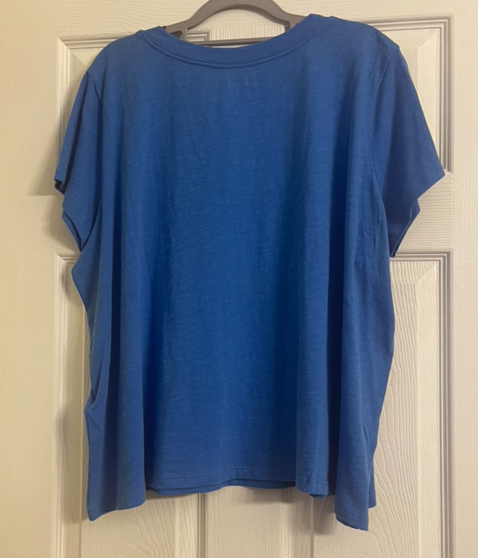 NWT $68 Eileen Fisher Calypso Organic Cotton Clubby Jersey V-Neck Tee 1X 2X 3X