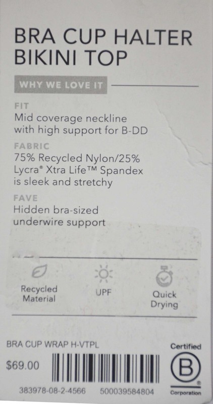 NWT $69 Athleta Size 36B/C 36 B/C Velvet Plum Bra Cup Halter Bikini Top #383978