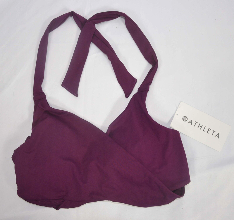 NWT $69 Athleta Size 36B/C 36 B/C Velvet Plum Bra Cup Halter Bikini Top #383978