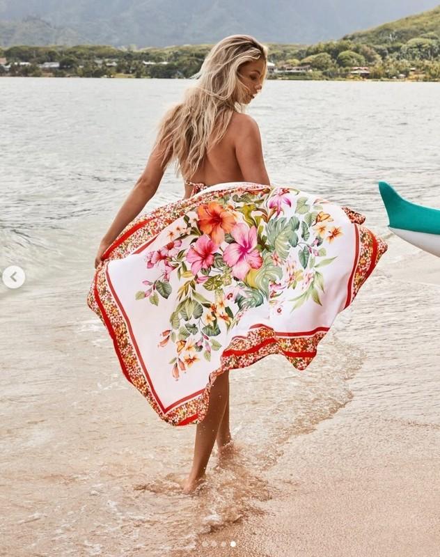 NWT $79.50 Tommy Bahama Island Cays White Flora Sarong Pareo Cover Up Dress O/S