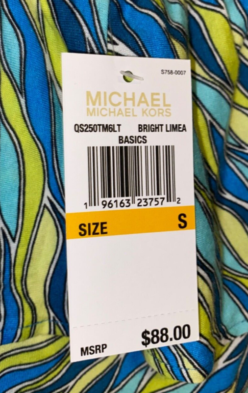 NWT $88 Michael Kors Womens Bright Limea Basics Cold Shoulder Top Size S M New
