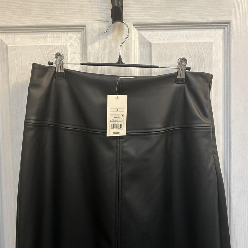 NWT A New Day Faux Leather Midi Skirt Black Women’s Size 8