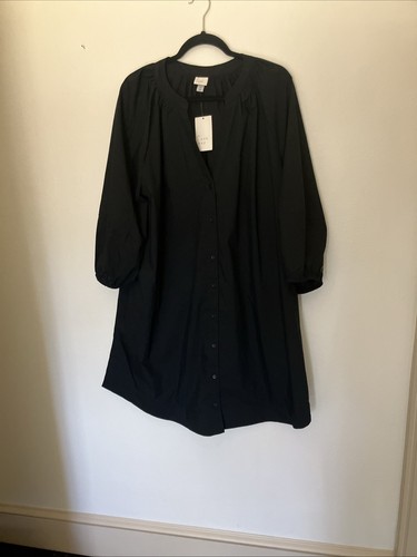 NWT A New Day Size 2 X Black Frt Button 3/4 Sleeves In Seam Pockets Dress