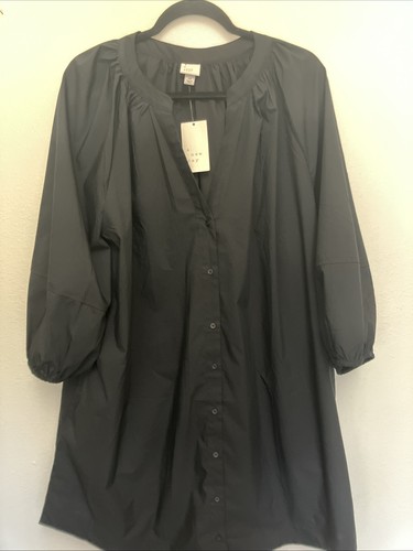 NWT A New Day Size 2 X Black Frt Button 3/4 Sleeves In Seam Pockets Dress