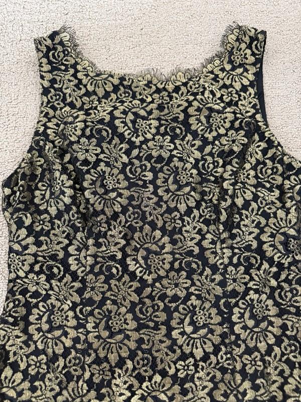 NWT Adrianna Papell Sleeveless Metallic Lace Black Dress Lined Size 2