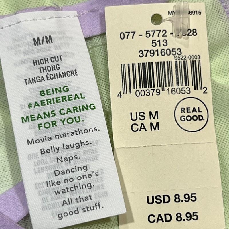 NWT AERIE Thong Sz M-L-XL Purple Green Mesh