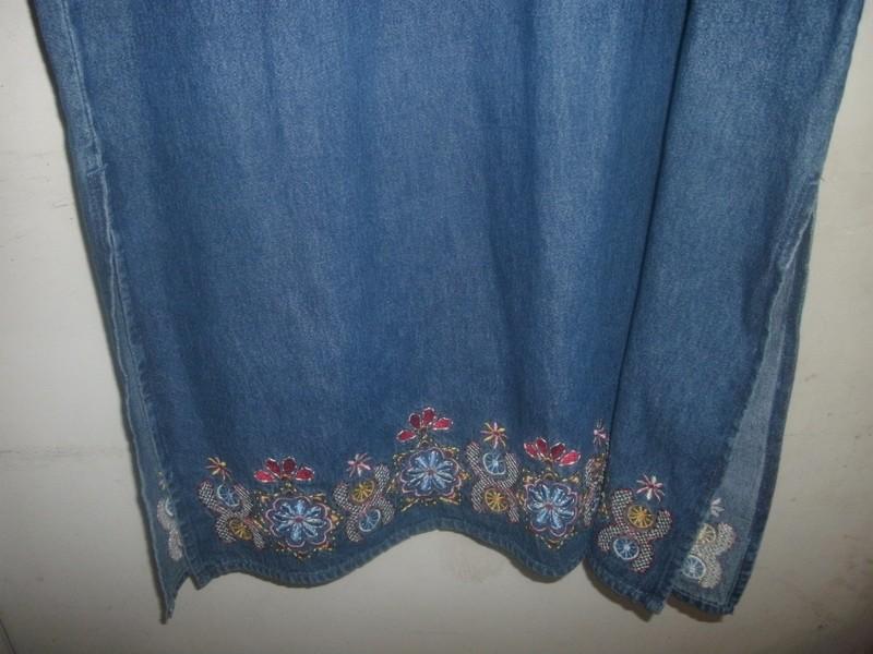 NWT Agapo BLUE JEAN LONG MODEST MAXI DENIM SLEEVELESS COLLARED DRESS Sz S (B149)