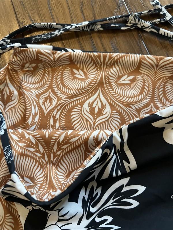 NWT Agua Bendita X Free People Glenda Bikini Bottom Black Motif Sz L