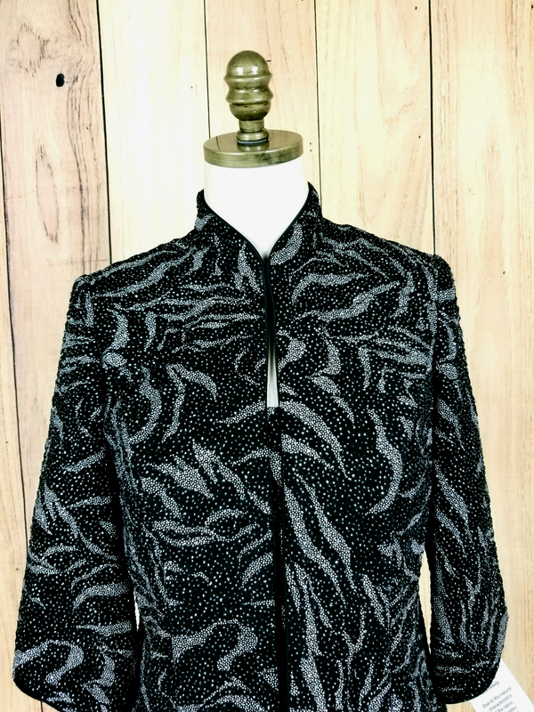NWT Alex Evenings 2 Piece Set MP Silver/Black Glam Tank And Jacket Glitter