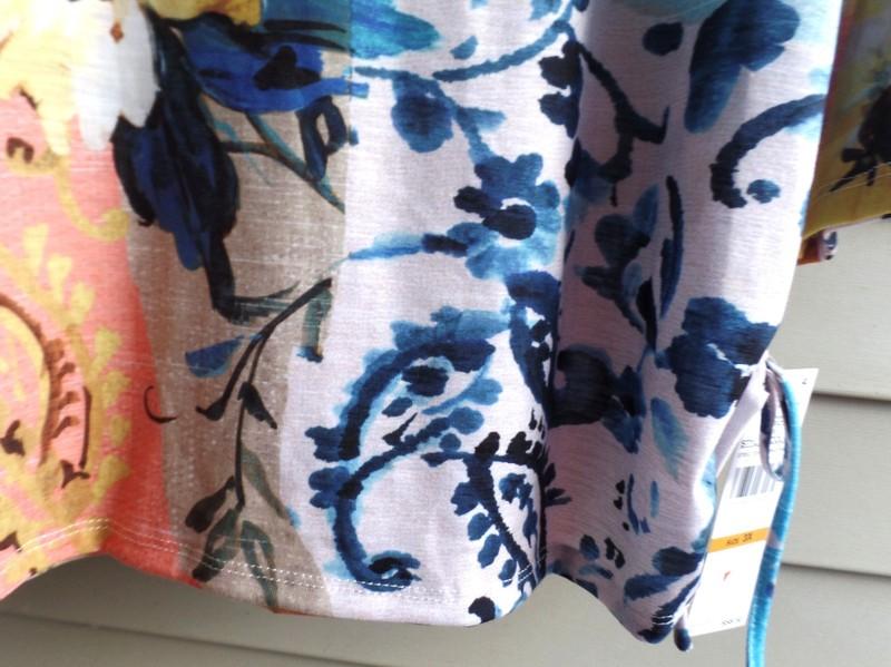 NWT ALFRED DUNNER ARTSY BATIK BEAUTIFUL PRINT BEAD/RUCHING TRIMS KNIT TOP 3X