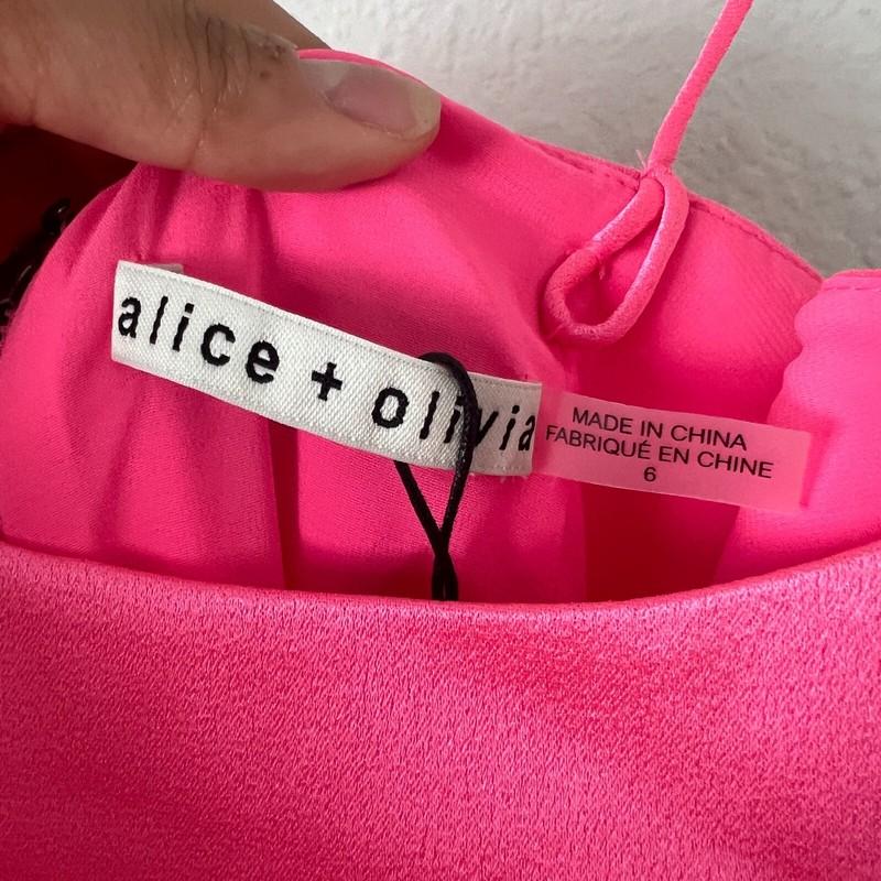 NWT Alice + Olivia Size 6 Nelle Mini Dress In Neon Pink Barbiecore Cocktail Hoco