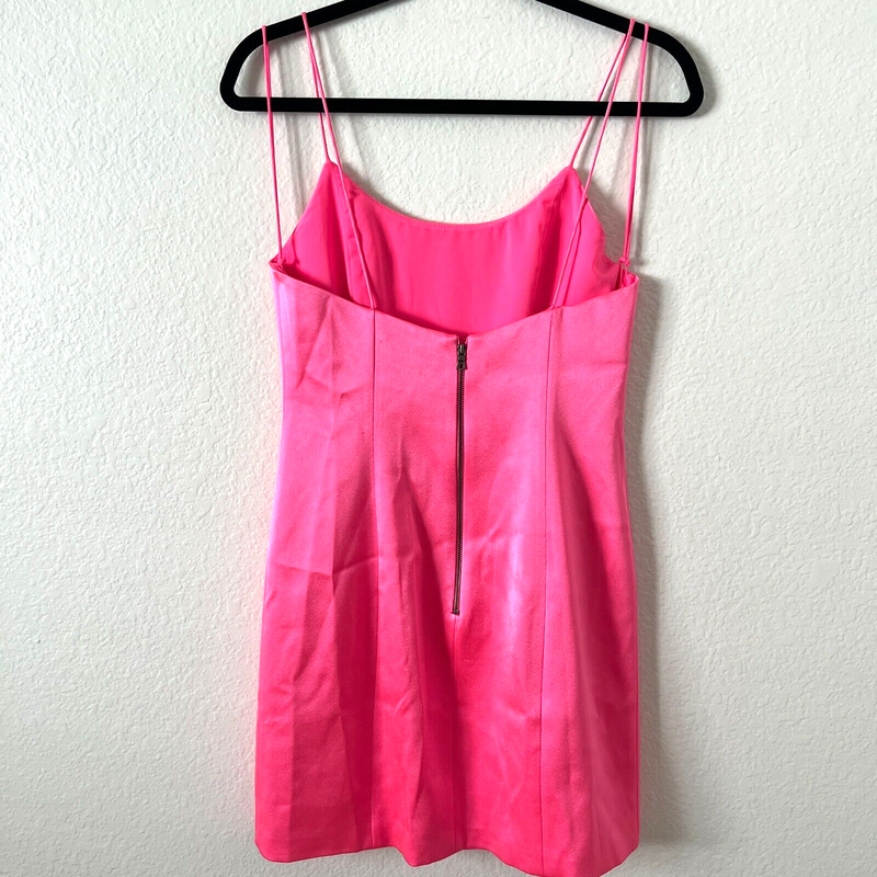 NWT Alice + Olivia Size 6 Nelle Mini Dress In Neon Pink Barbiecore Cocktail Hoco