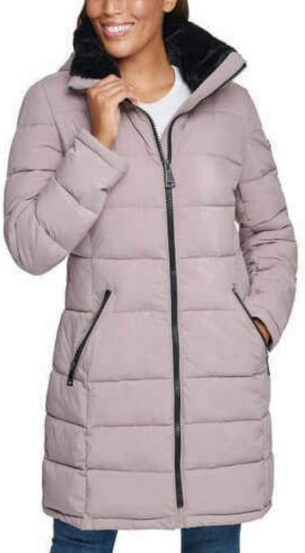 *NWT* Andrew Marc Ladies Long Stretch Lined Hood Parka (Fig MEDIUM)