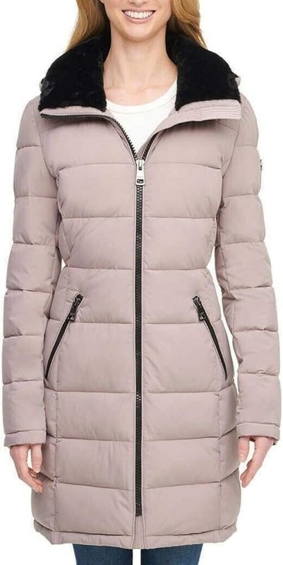 *NWT* Andrew Marc Ladies Long Stretch Lined Hood Parka (Fig MEDIUM)