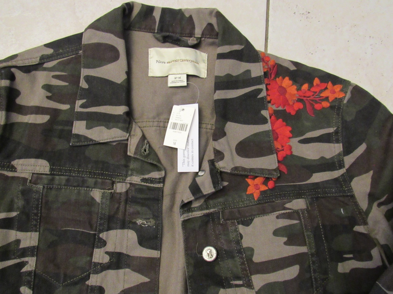 NWT Anthropologie Pilcro And The Letterpress Camo Embroidered Denim Jacket M