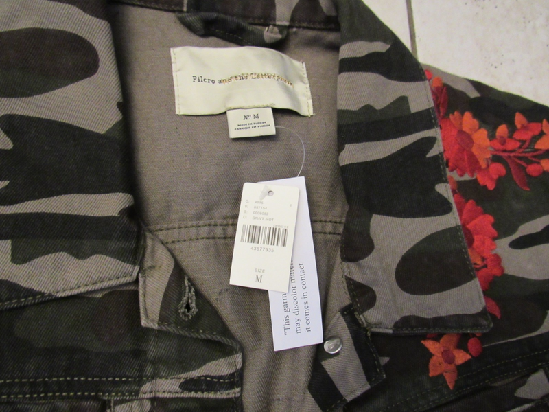 NWT Anthropologie Pilcro And The Letterpress Camo Embroidered Denim Jacket M