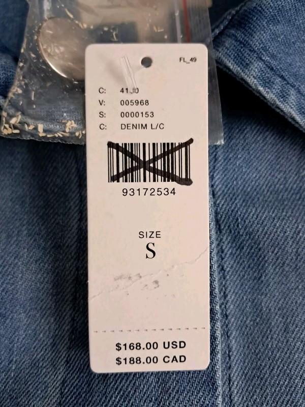 NWT Anthropologie Porridge Long Sleeve Denim Mini Shirt Dress Women's Small FLAW