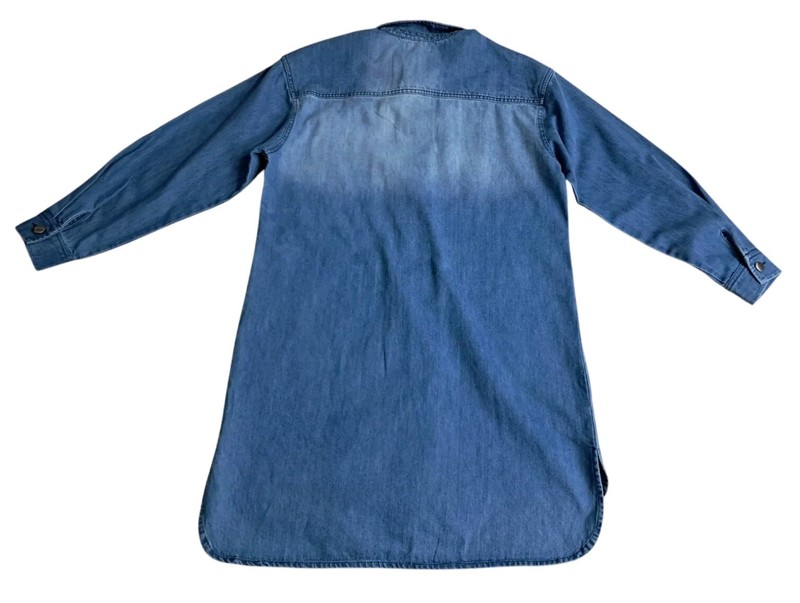NWT Anthropologie Porridge Long Sleeve Denim Mini Shirt Dress Women's Small FLAW