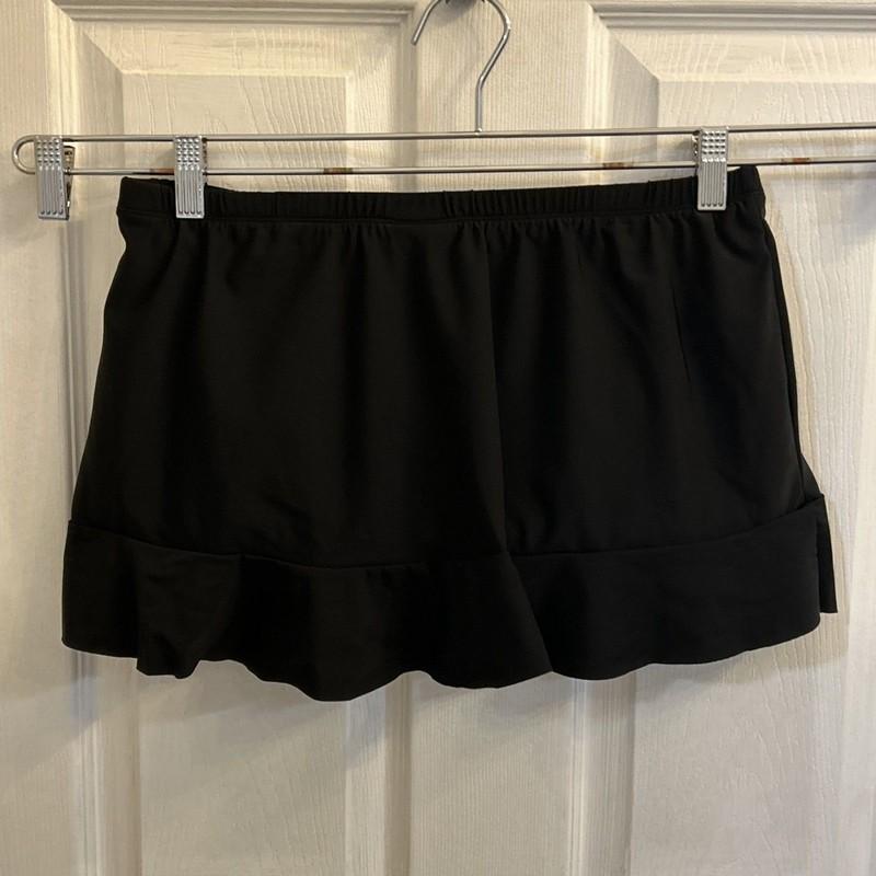 NWT Aqua Green Ruffle Swim Skirt Black Full Coverage Brief Sz Medium 8/10 Black