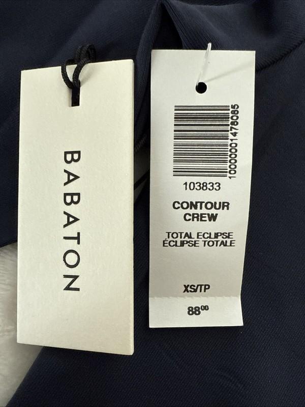 NWT ARITZIA BABATON CONTOUR CREW LONG SLEEVE MINI DRESS XS Navy Blue Crewneck