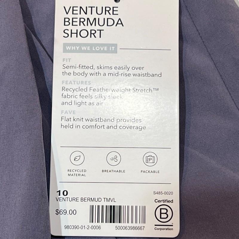 NWT ATHLETA Venture Bermuda Short Sz 10 Light Purple Pleated