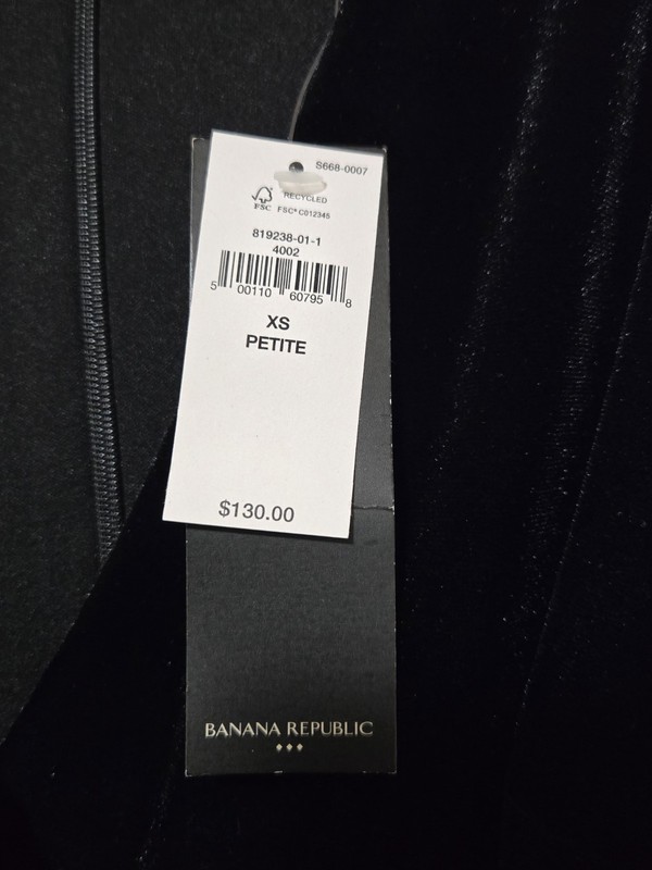 NWT Banana Republic $130 Women's VELVET JUMPSUIT Black Sz XS Petite