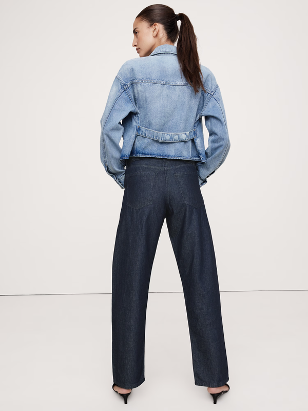 NWT Banana Republic Mid-Rise Slouchy-Straight Jean Rinse Dark Wash Size 28 $130