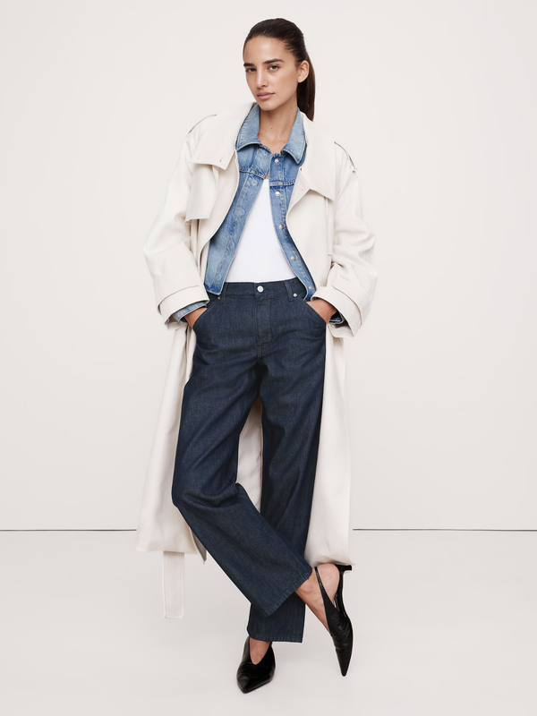 NWT Banana Republic Mid-Rise Slouchy-Straight Jean Rinse Dark Wash Size 28 $130