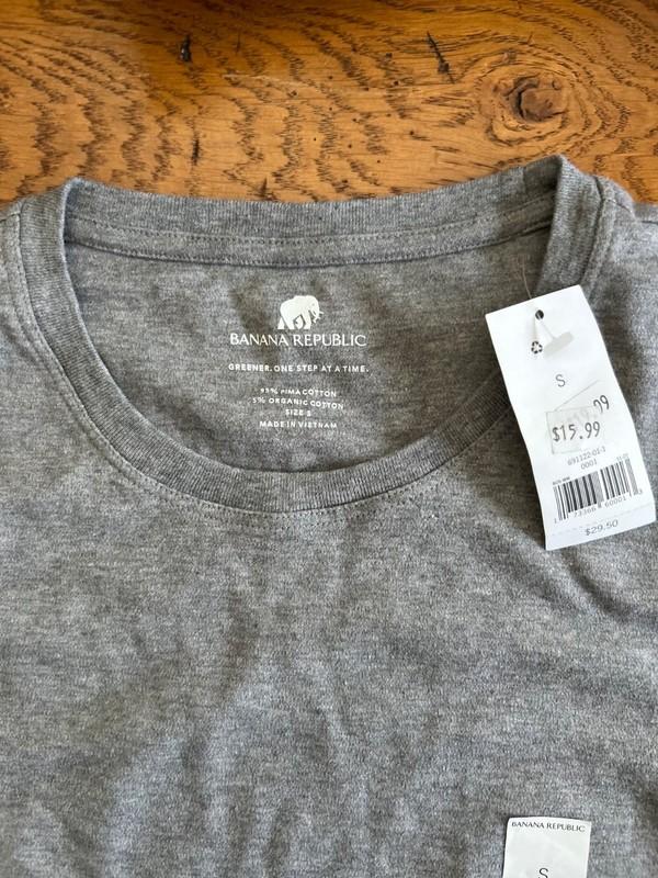 NWT Banana Republic Womens Small Gray Long Sleeve Pima Cotton Top Soft