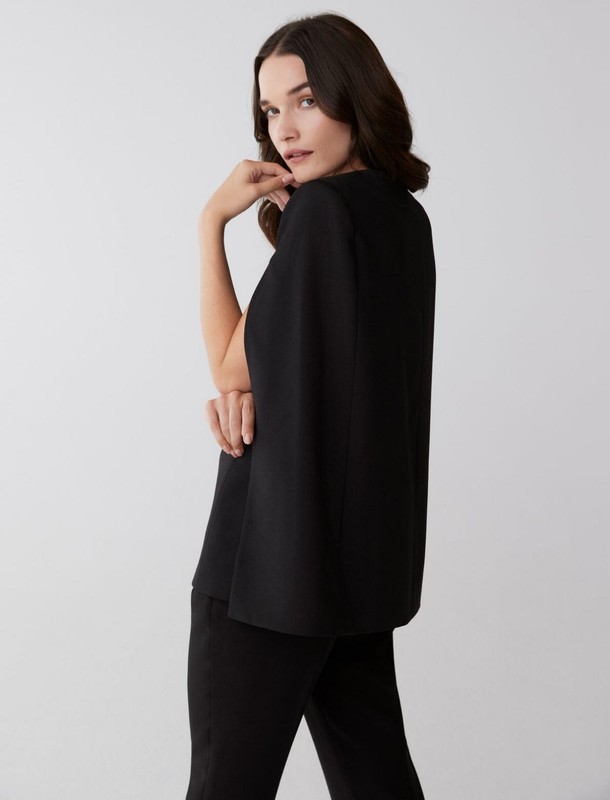 NWT BCBG MAXAZRIA SIZE S UPAS BLACK CAPE JACKET-BLAZER DELUXE SOPHISTICATED $228