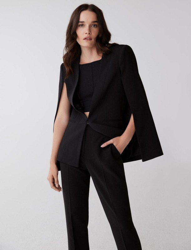 NWT BCBG MAXAZRIA SIZE S UPAS BLACK CAPE JACKET-BLAZER DELUXE SOPHISTICATED $228