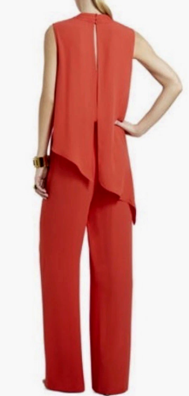 NWT BCBG MAXAZRIA SIZE XXS POPPY BLANCHE DRAPE SURPLICE WIDE LEG JUMPSUT $248