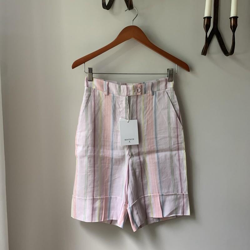 NWT Beatrice B Multicolor Linen Blend Bubble Bermuda Short Size 44 Italy. $263