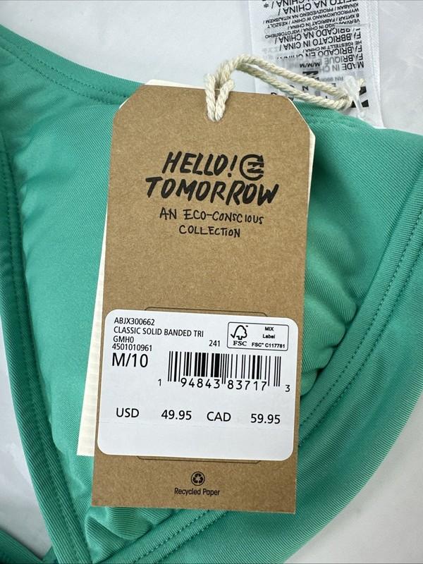 NWT Billabong Women's Size Medium Classic Solid Banded Green Bikini Top Triangle