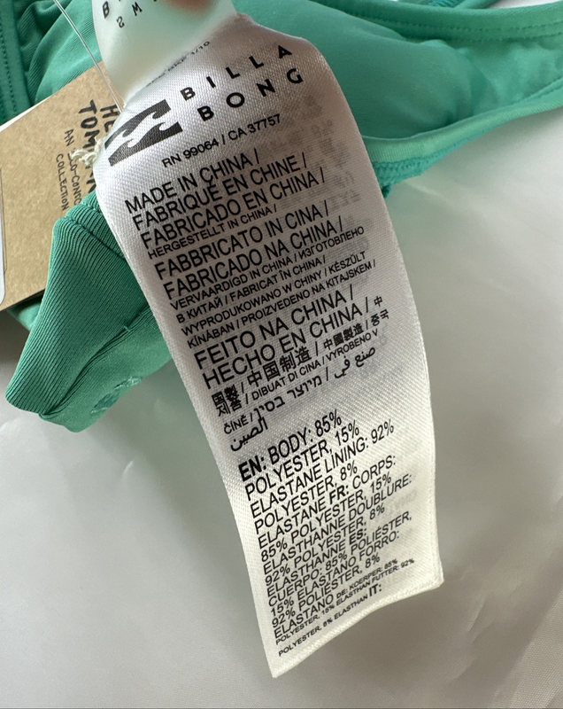 NWT Billabong Women's Size Medium Classic Solid Banded Green Bikini Top Triangle