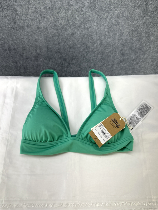 NWT Billabong Women's Size Medium Classic Solid Banded Green Bikini Top Triangle