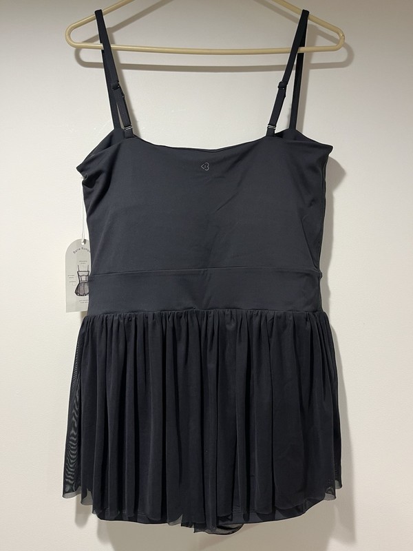 NWT Blogilates Barre Romper Black Large L Mesh Tutu Skirt Active Dance Athletic