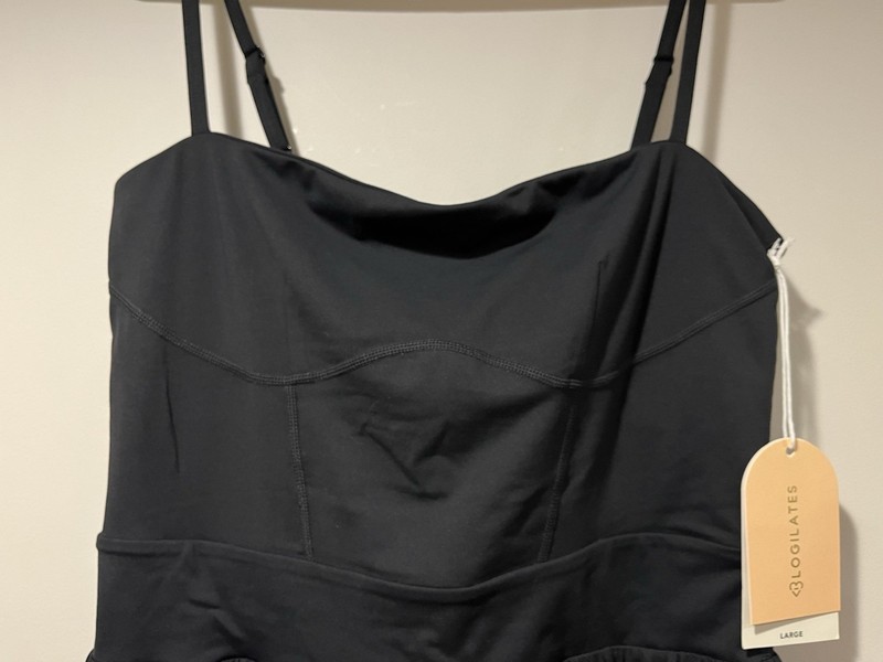 NWT Blogilates Barre Romper Black Large L Mesh Tutu Skirt Active Dance Athletic