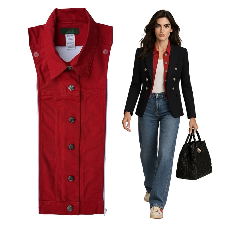 NWT Brunne Drill DICKEY Zip Attachable with Veronica Beard Blazers Red Sz 00-14