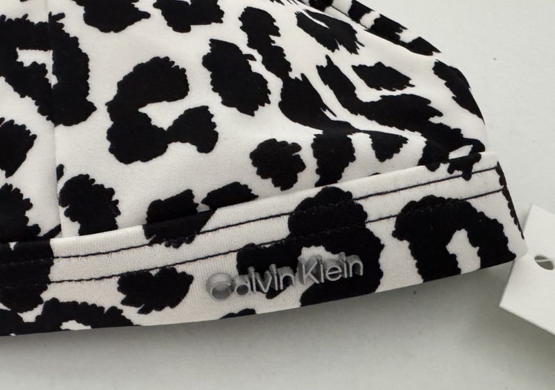 NWT Calvin Klein Women Swimwear Swimsuit 2 Pcs Sz Large L Black White Ties Pads
