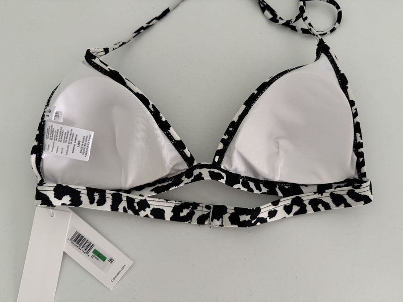 NWT Calvin Klein Women Swimwear Swimsuit 2 Pcs Sz Large L Black White Ties Pads