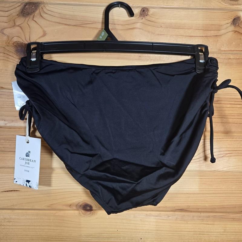 NWT Caribbean Joe Island Supply High Rise Swim Bottoms Black Tie Sides Womens 16