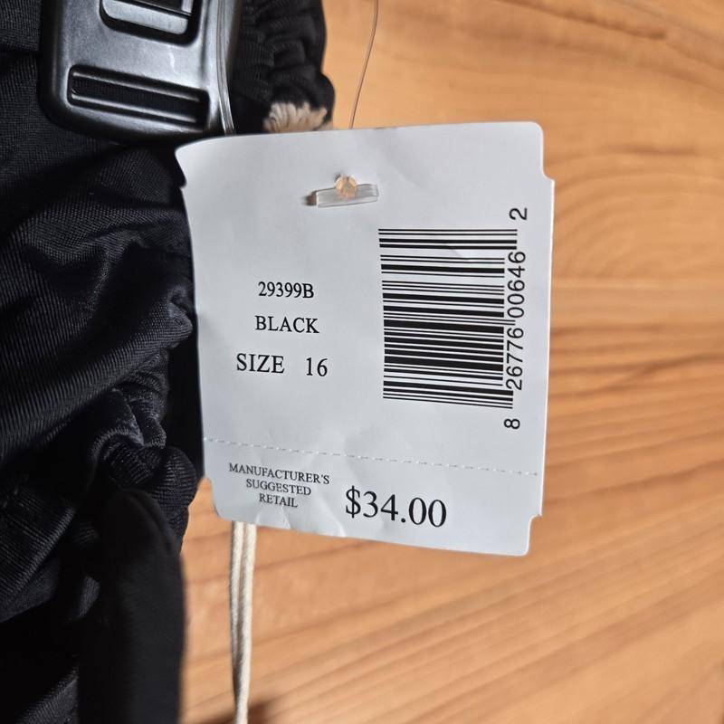 NWT Caribbean Joe Island Supply High Rise Swim Bottoms Black Tie Sides Womens 16