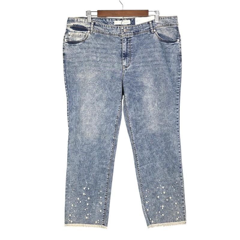 NWT Cato EST 1946 Jeans Straight Mid Rise Ankle Frayed Hem Acid Wash Womens 16