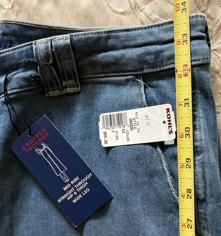 NWT CHAPS CROPPED BLUE JEAN TROUSERS SIZE 16